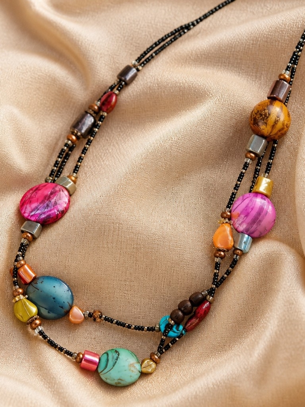 Multicolor Beaded Long Necklace for Women